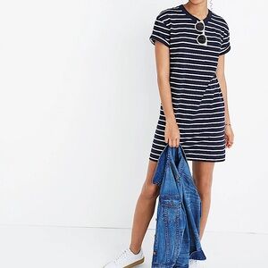 NWT - Madewell Striped Pocket Tee Dress in Navy Blue
